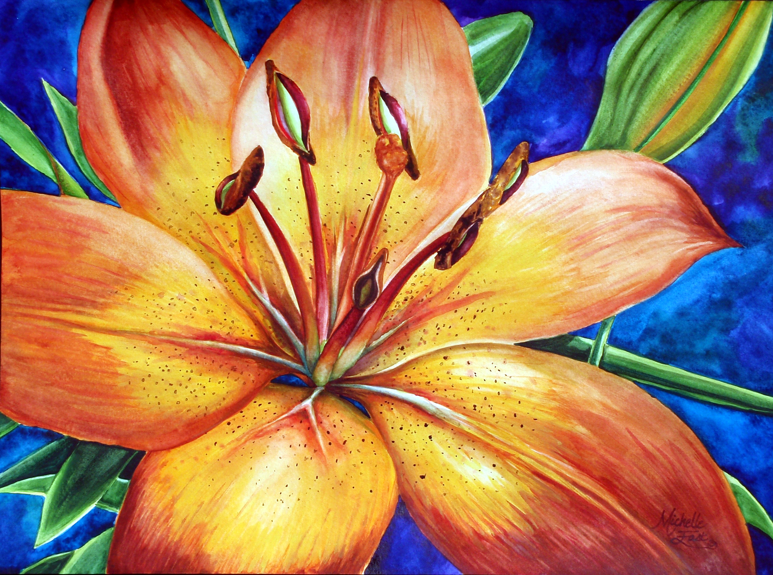 orange lily painting