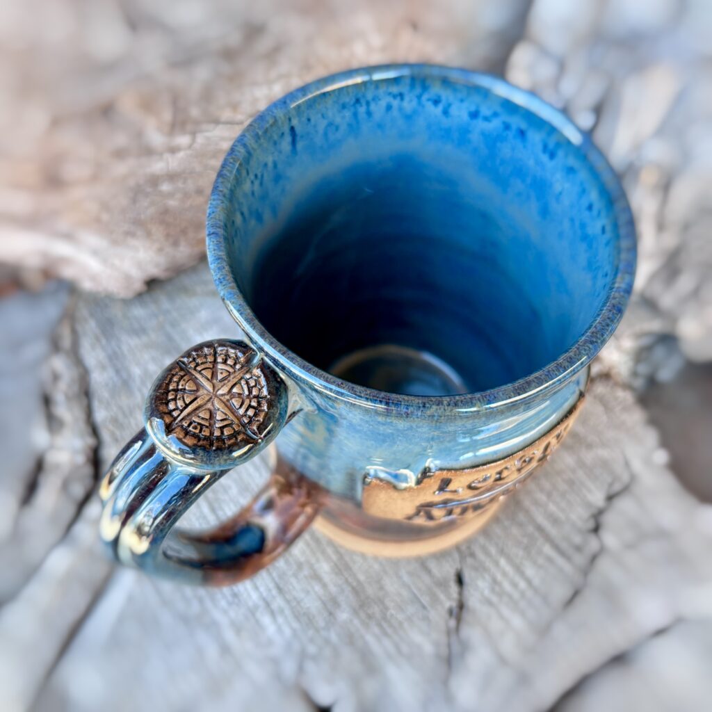 Let’s go on an Adventure Jeep Mug Handmade pottery sapphire cacao glaze