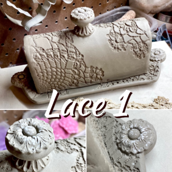 Handmade Ceramic Butter Dish lace 1