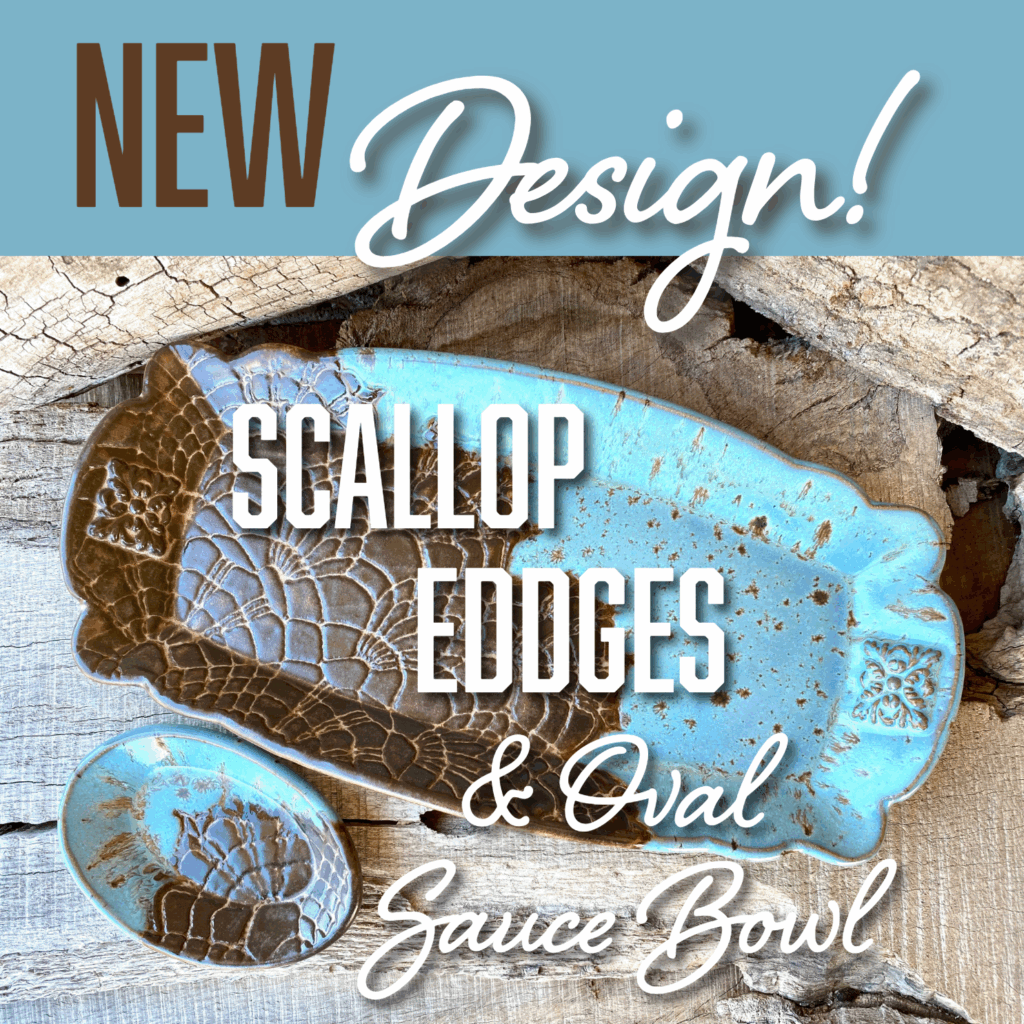 Scallop Rectangle Platter and Sauce Bowl